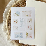 blue floral stamp sticker sheet