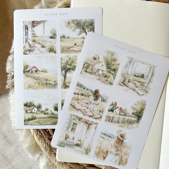 countryside picture sticker sheet