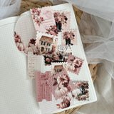 pink harvest ephemera and sticker die cut pocket, 29+ pieces,