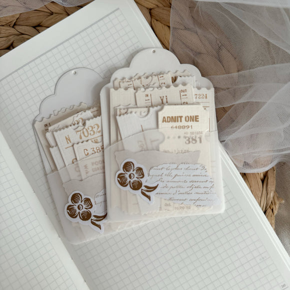 ticket ephemera die cut pocket, 19 pieces