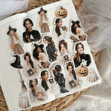 cozy and spooky girls die cut sticker pocket