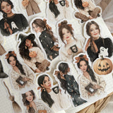 cozy and spooky girls die cut sticker pocket