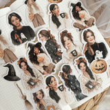 cozy and spooky girls die cut sticker pocket