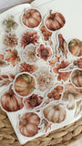 red autumn flowers and pumpkin die cut sticker pocket