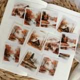 autumn landscape polaroid die cut sticker pocket