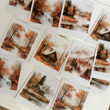 autumn landscape polaroid die cut sticker pocket