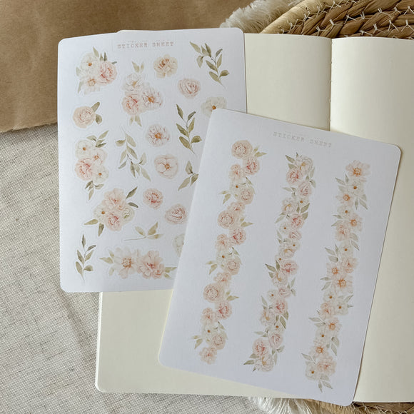 peachy flower sticker sheet