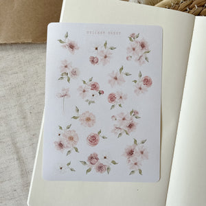 pink flower sticker sheet