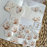 floral pumpkins ephemera and sticker die cut pocket, 20+ pieces