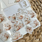 floral pumpkins ephemera and sticker die cut pocket, 20+ pieces