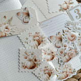 floral pumpkins ephemera and sticker die cut pocket, 20+ pieces