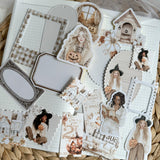 cozy halloween ephemera and sticker die cut pocket, 20+ pieces