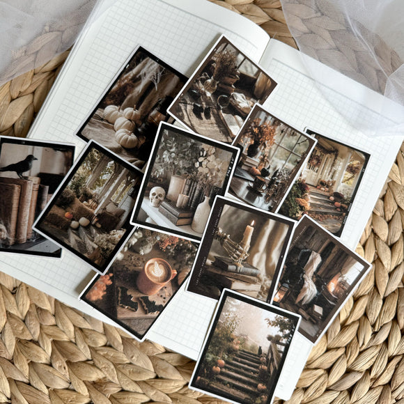 spooky halloween vintage polaroid die cut sticker pocket