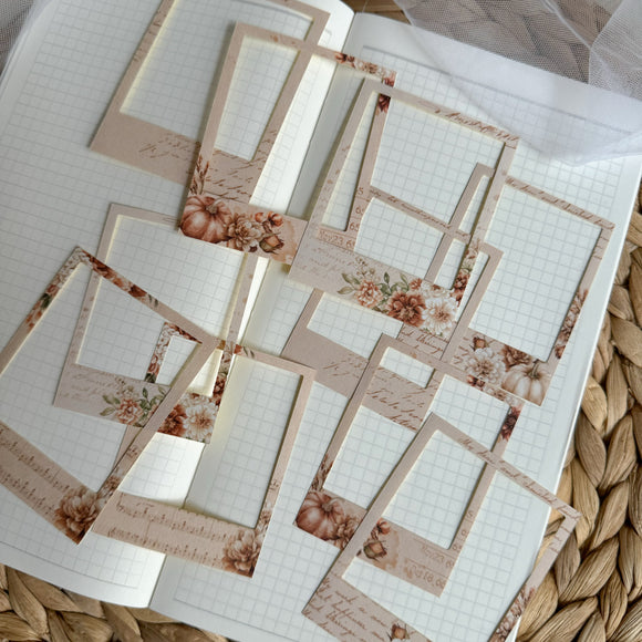 autumn pumpkin polaroid frames die cut sticker pocket