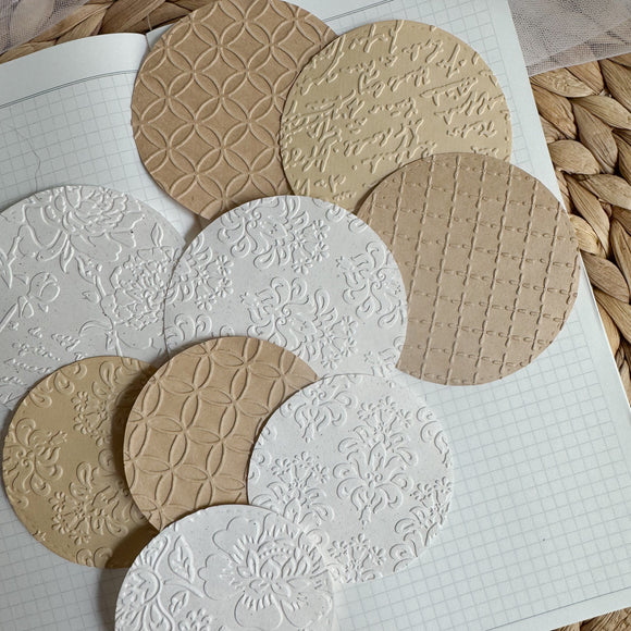 mixed circle embossed paper cut out set, 9 pieces