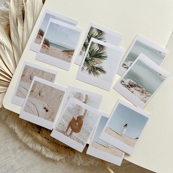 summer beach die cut polaroid sticker pocket, vintage sticker, planner sticker, 12 pieces