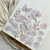 peachy flower die cut sticker pocket, flower sticker, planner sticker, 25 pieces