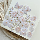 peachy flower die cut sticker pocket, flower sticker, planner sticker, 25 pieces