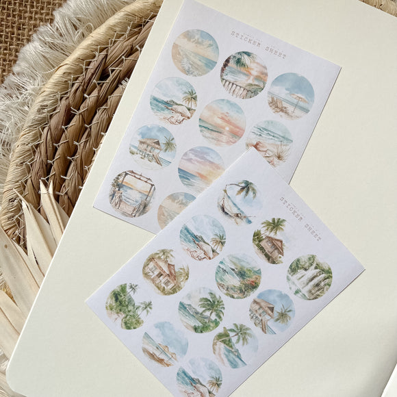 summer landscape dot sticker sheet