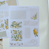 lemon patterned paper scraps sticker sheet