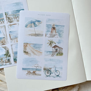 costal summer picture sticker sheet