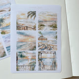 sunset at the beach picture sticker sheet,