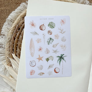 treasures of the  beach sticker sheet,