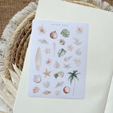 treasures of the  beach sticker sheet,