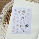 treasures of the  beach sticker sheet,