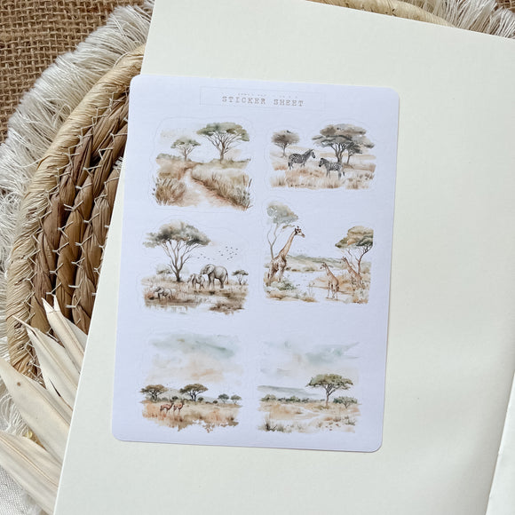 African safari sticker sheet