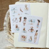 beach day sticker sheet, summer girls sticker