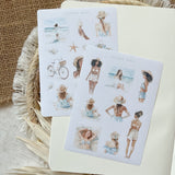 beach day sticker sheet, summer girls sticker