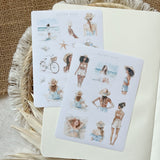 beach day sticker sheet, summer girls sticker