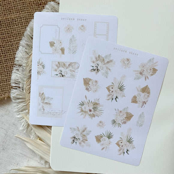 boho dried flowers sticker sheet