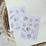 boho flowers and sea shells sticker sheet