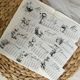black and white line art 2026 die cut calendar stickers