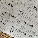 black and white floral 2026 die cut calendar stickers