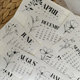 black and white floral 2026 die cut calendar stickers