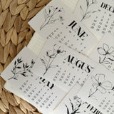 black and white floral 2026 die cut calendar stickers