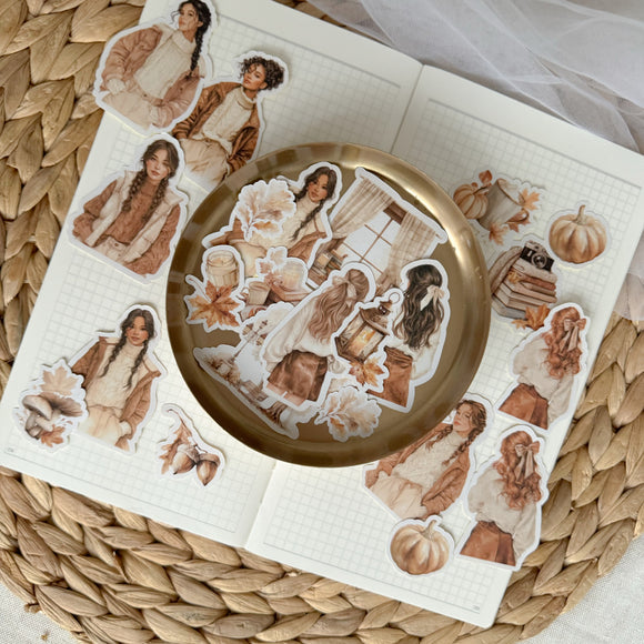 autumn cottage die cut sticker pocket