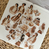 autumn cottage die cut sticker pocket