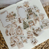 timeless beige christmas die cut sticker pocket