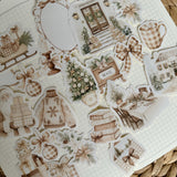 timeless beige christmas die cut sticker pocket