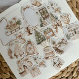 timeless beige christmas die cut sticker pocket