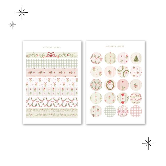 cute christmas doodles washi tape and dot sticker sheet