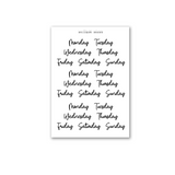 lettered days of the week sticker sheet, functional planner sticker