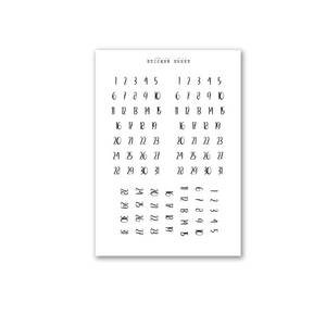 number dates planner sticker sheet