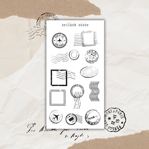 b&w vintage sticker sheet