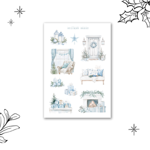 blue christmas sticker sheet