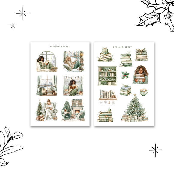 All I want for Christmas is Books Sticker sheet, booklover